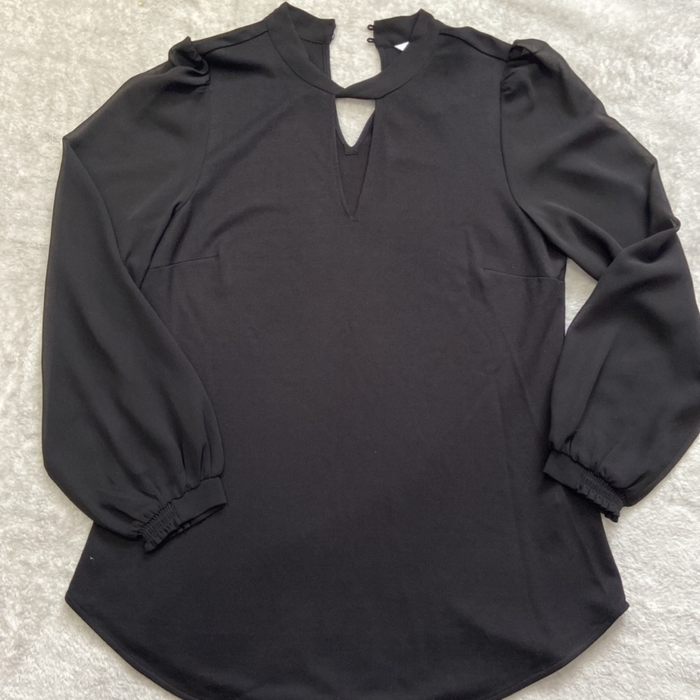 NWT black dress blouse with sheer sleeves - Picture 2 of 9